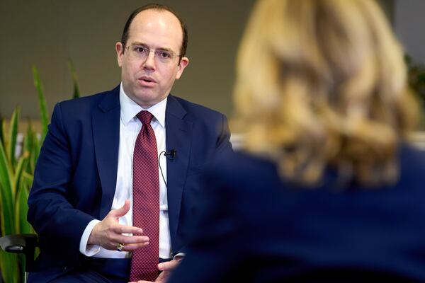 Michael Romano, former Jan. 6 prosecutor, speaks during an interview, Thursday, April 24, 2025, in Washington. (AP Photo/Jacquelyn Martin)