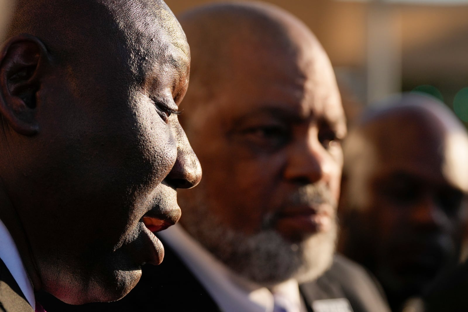 Attorney Ben Crump speaks during a news conference outside the federal courthouse after three former Memphis police officers were convicted of witness tampering charges in the 2023 fatal beating of Tyre Nichols, Thursday, Oct. 3, 2024, in Memphis, Tenn. (AP Photo/George Walker IV)