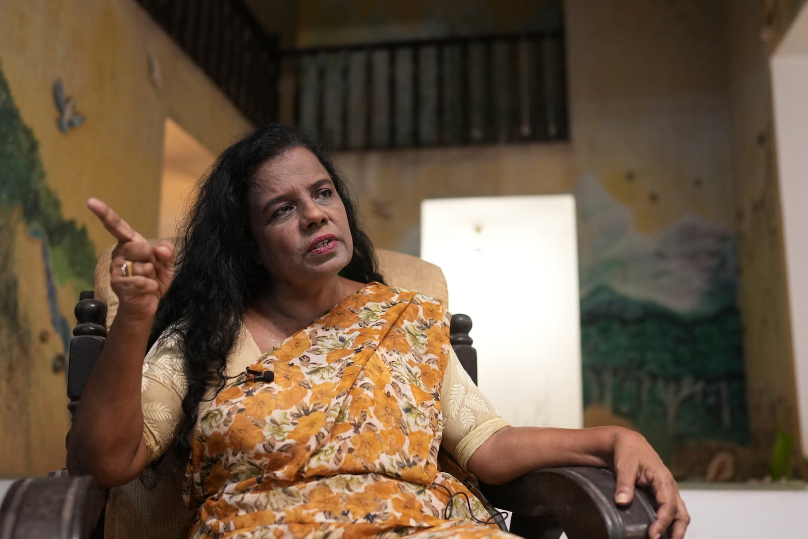 Ajantha Perera, an academic and scientist who was part of the protests talks to the Associated Press in in Colombo, Sri Lanka, Monday, Sept. 16, 2024. (AP Photo/Rajesh Kumar Singh)