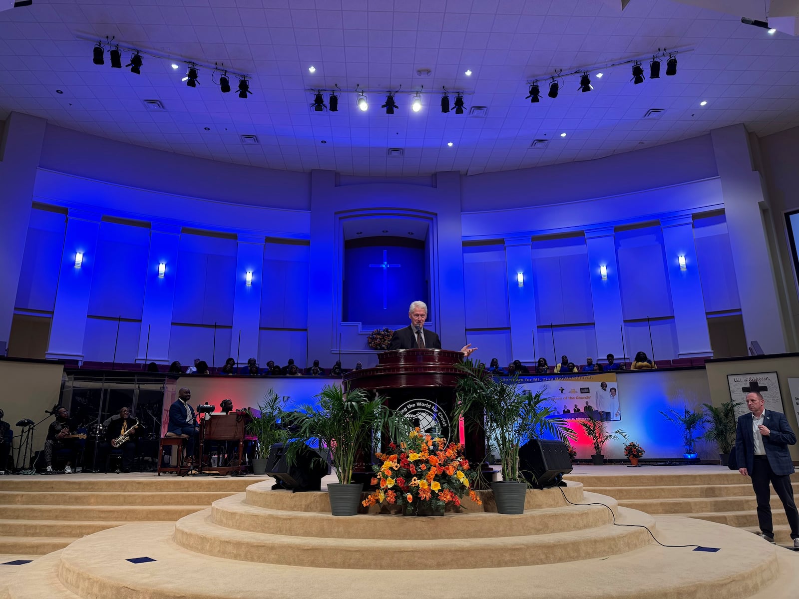 Former President Bill Clinton speaks at Mt. Zion Baptist Church in Albany, Ga. on Sunday, Oct. 13, 2024. (AP Photo/Charlotte Kramon)