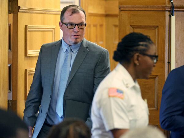 Digital forensics analyst Shanon Burgess walks into court during the Karen Read trial Tuesday, May 20, 2025, in Dedham, Mass. (Matt Stone/The Boston Herald via AP, Pool)