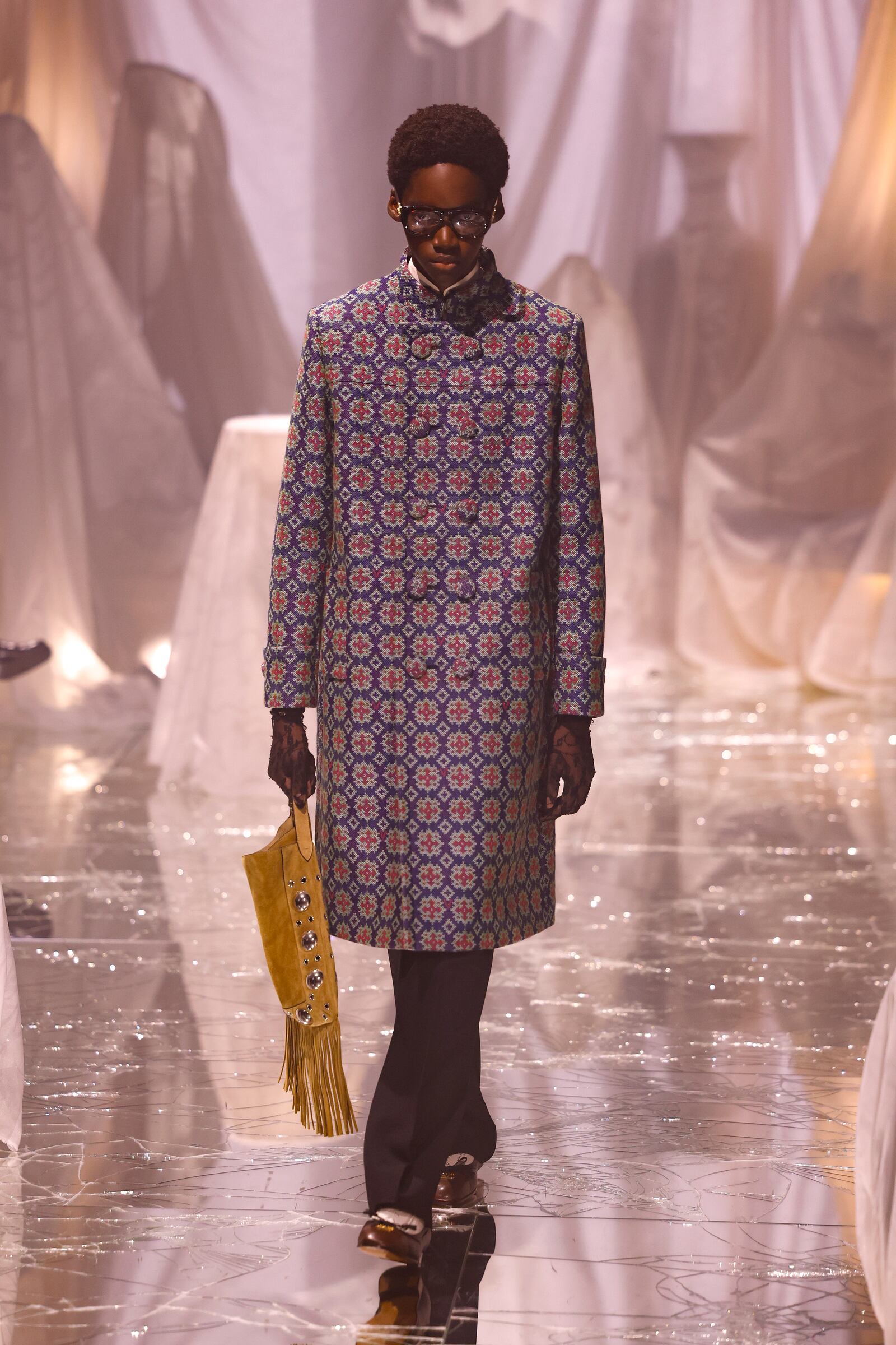 A model wears a creation as part of the Valentino Spring/Summer 2025 collection presented Sunday, Sept. 29, 2024 in Paris. (Photo by Vianney Le Caer/Invision/AP)