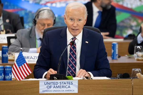 President Joe Biden speaks during the second day of the G20 Summit at the Museum of Modern Art in Rio De Janeiro, Brazil, Tuesday, Nov. 19, 2024. (Saul Loeb/via AP, Pool)