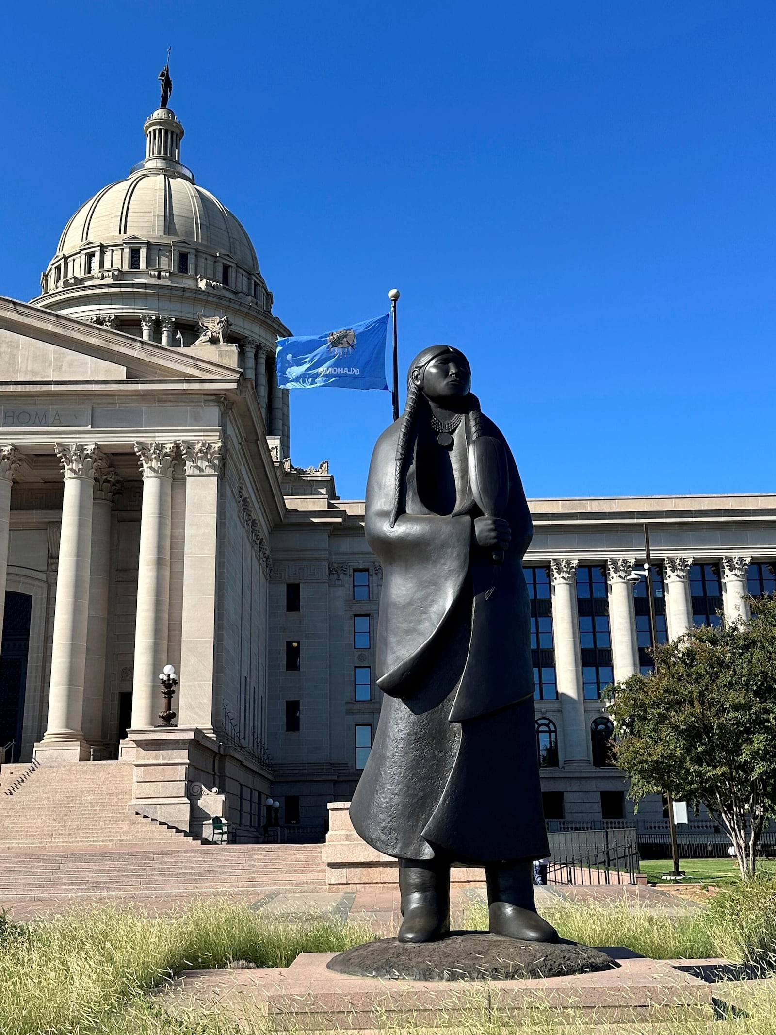 The Oklahoma State Election Board Office inside the state Capitol in Oklahoma City, was one of at least five states in the U.S. which o election officials received suspicious packages on Monday, Sept. 16, 2024. (AP Photo/Sean Murphy)