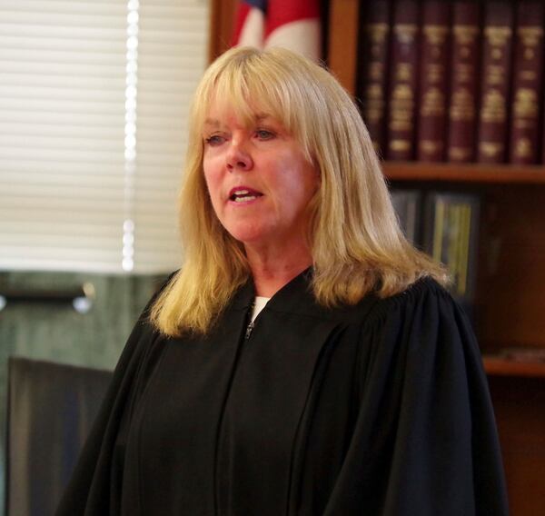 Judge Beverly Cannone, presiding in Norfolk Superior Court for the Karen Read trial in Dedham, Mass., Friday, May 2, 2025. (Mark Jarret Chavous/The Enterprise via AP, Pool)