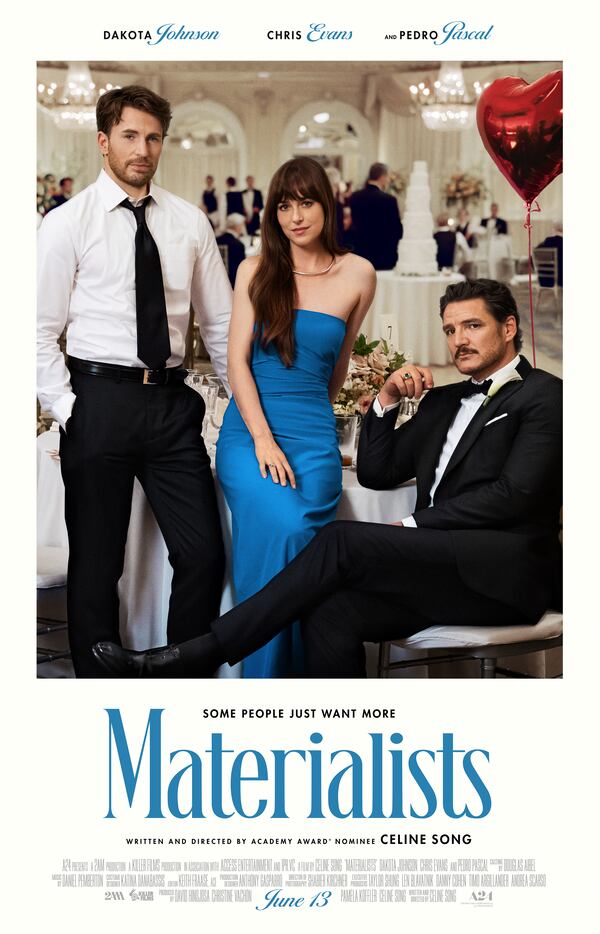 This image released by A24 shows promotional art for "Materialists." (A24 via AP)