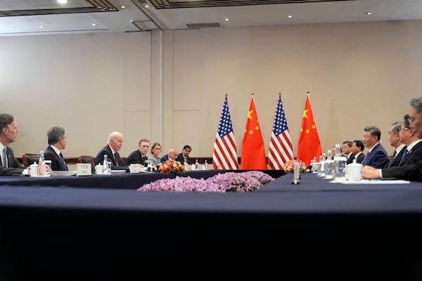 President Joe Biden meets with Chinese President Xi Jinping during a bilateral meeting, Saturday, Nov. 16, 2024, in Lima, Peru. (AP Photo/Manuel Balce Ceneta)