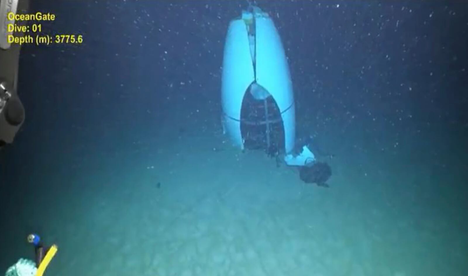 This June 2023 image provided by Pelagic Research Services shows remains of the Titan submersible on the floor of the Atlantic Ocean. (Pelagic Research Services via AP)