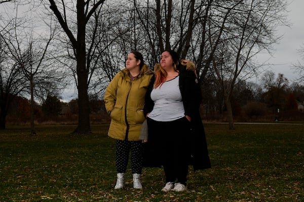 Sadie Perez, left, and her sister Amalia Perez and are seen Thursday, Nov. 28, 2024, in Wisconsin. (AP Photo/Morry Gash)