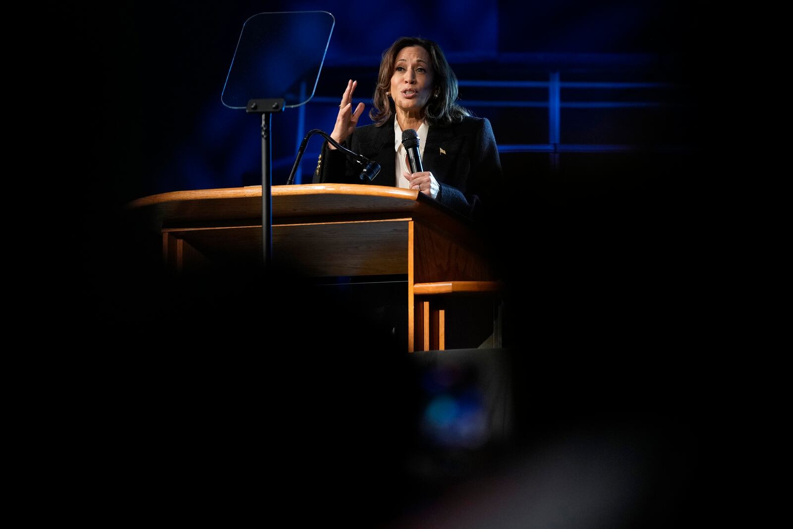 Democratic presidential nominee Vice President Kamala Harris speaks during a church service at Koinonia Christian Center in Greenville, N.C., Sunday, Oct. 13, 2024. (AP Photo/Susan Walsh)