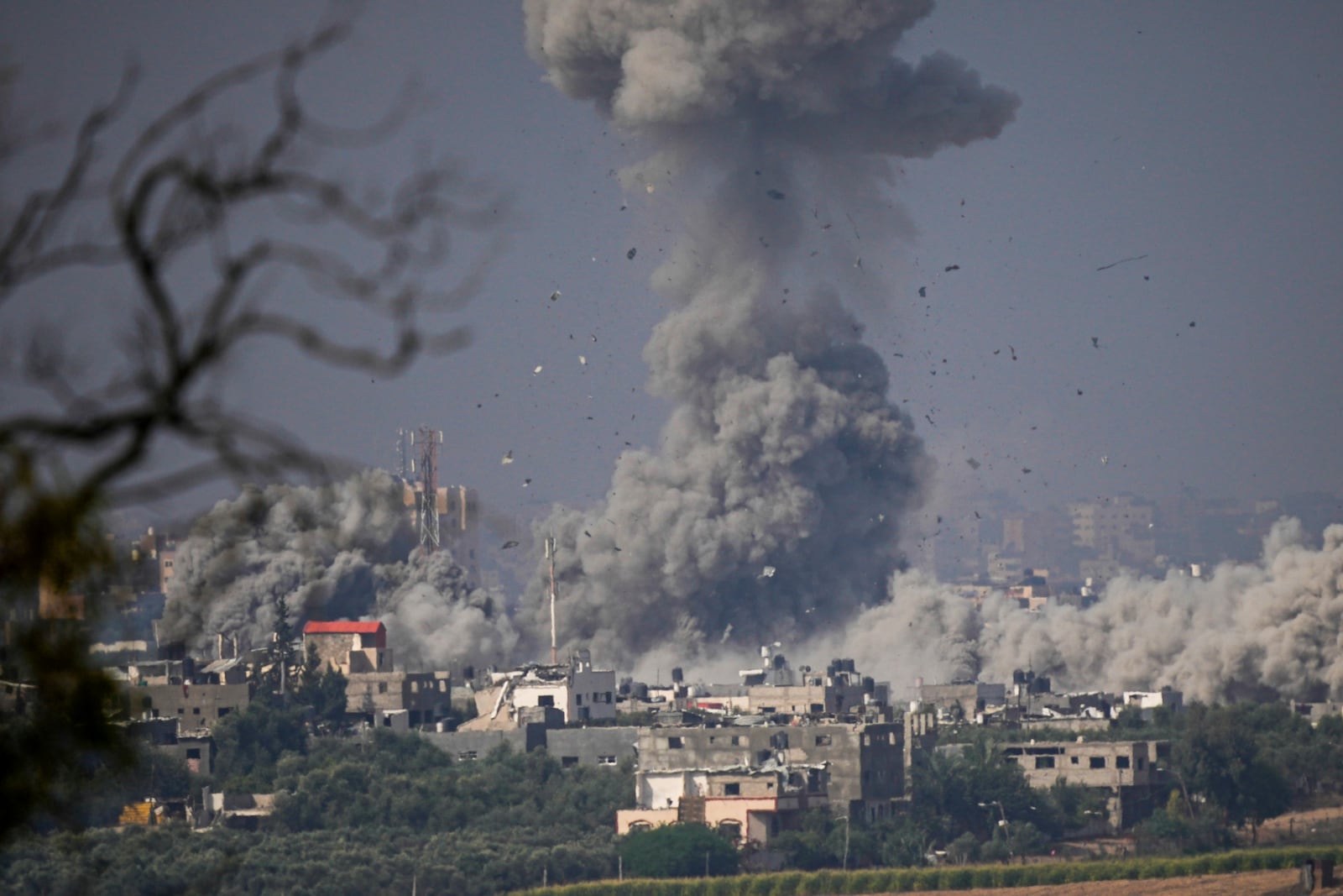 Smoke rises following an Israeli airstrike in the Gaza Strip, as seen from southern Israel, Monday, Oct. 23, 2023. (AP Photo/Ariel Schalit)