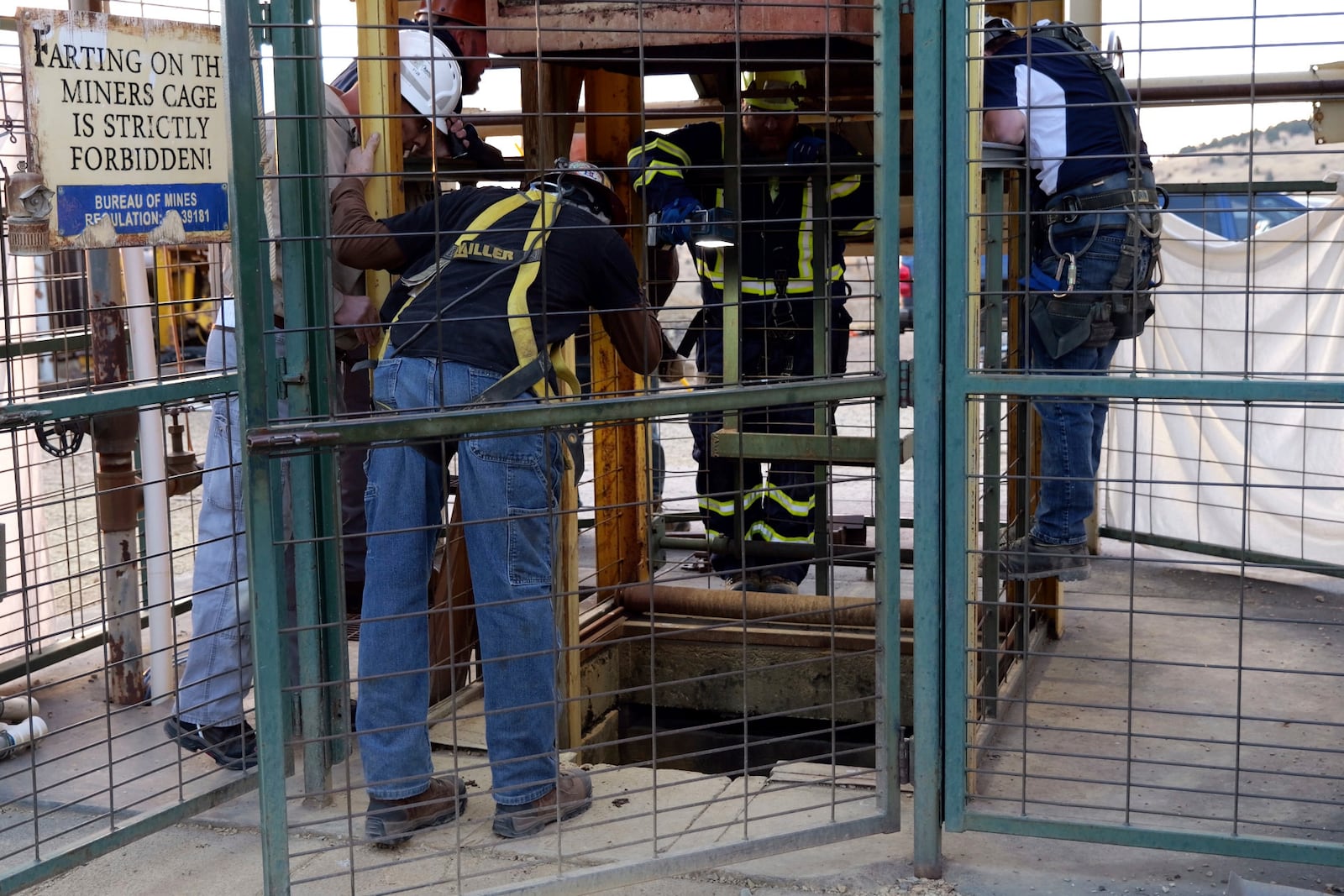 In this image made from video provided byTeller County Sheriff’s Office, emergency responders work at the site of a mining accident in Cripple Creek, Colo, on Thursday, Oct. 10, 2024.