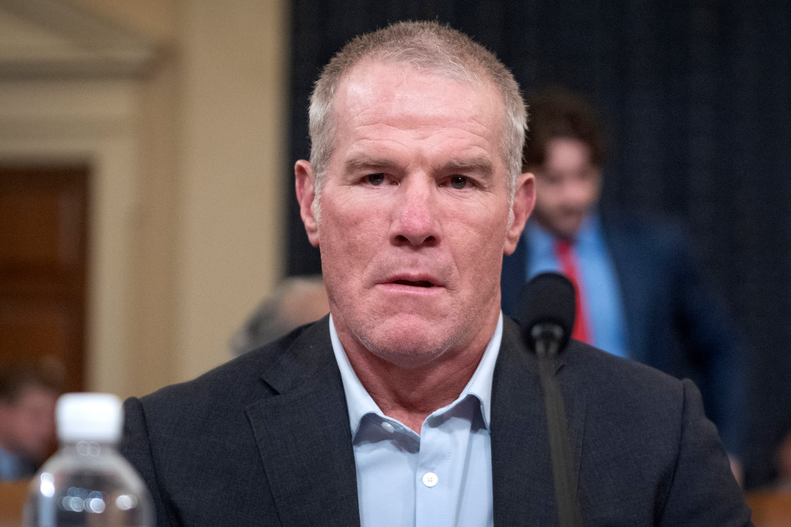 Former NFL quarterback Brett Favre appears before the House Committee on Ways and Means on Capitol Hill, Tuesday, Sept. 24, 2024, in Washington. (AP Photo/Mark Schiefelbein)