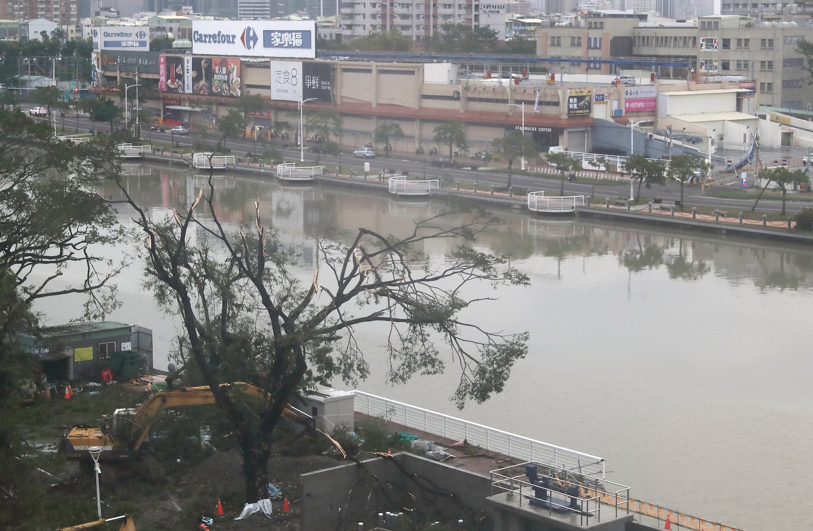 A view of Love River after Typhoon Krathon leaves Kaohsiung, southern Taiwan, Friday, Oct. 4, 2024. (AP Photo/Chiang Ying-ying)