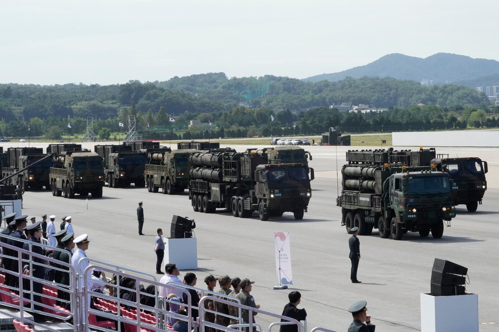 South Korea's missiles are paraded during the media day for the 76th anniversary of Armed Forces Day at Seoul air base in Seongnam, South Korea, Wednesday, Sept. 25, 2024. (AP Photo/Ahn Young-joon)