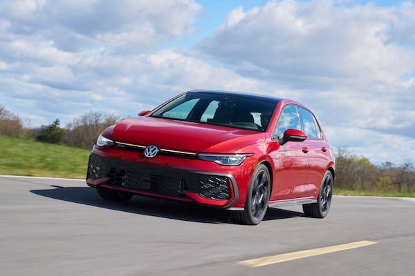 This photo provided by Volkswagen shows the 2025 Golf GTI. The GTI is fun to drive and has a hatchback design that's great for everyday practicality. (Courtesy of Volkswagen of America via AP)