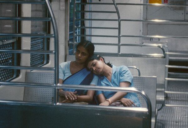 This image released by Janus and Sideshow Films shows Kani Kusruti, left, and Divya Prabha in a scene from "All We Imagine As Light." (Janus and Sideshow Films via AP)