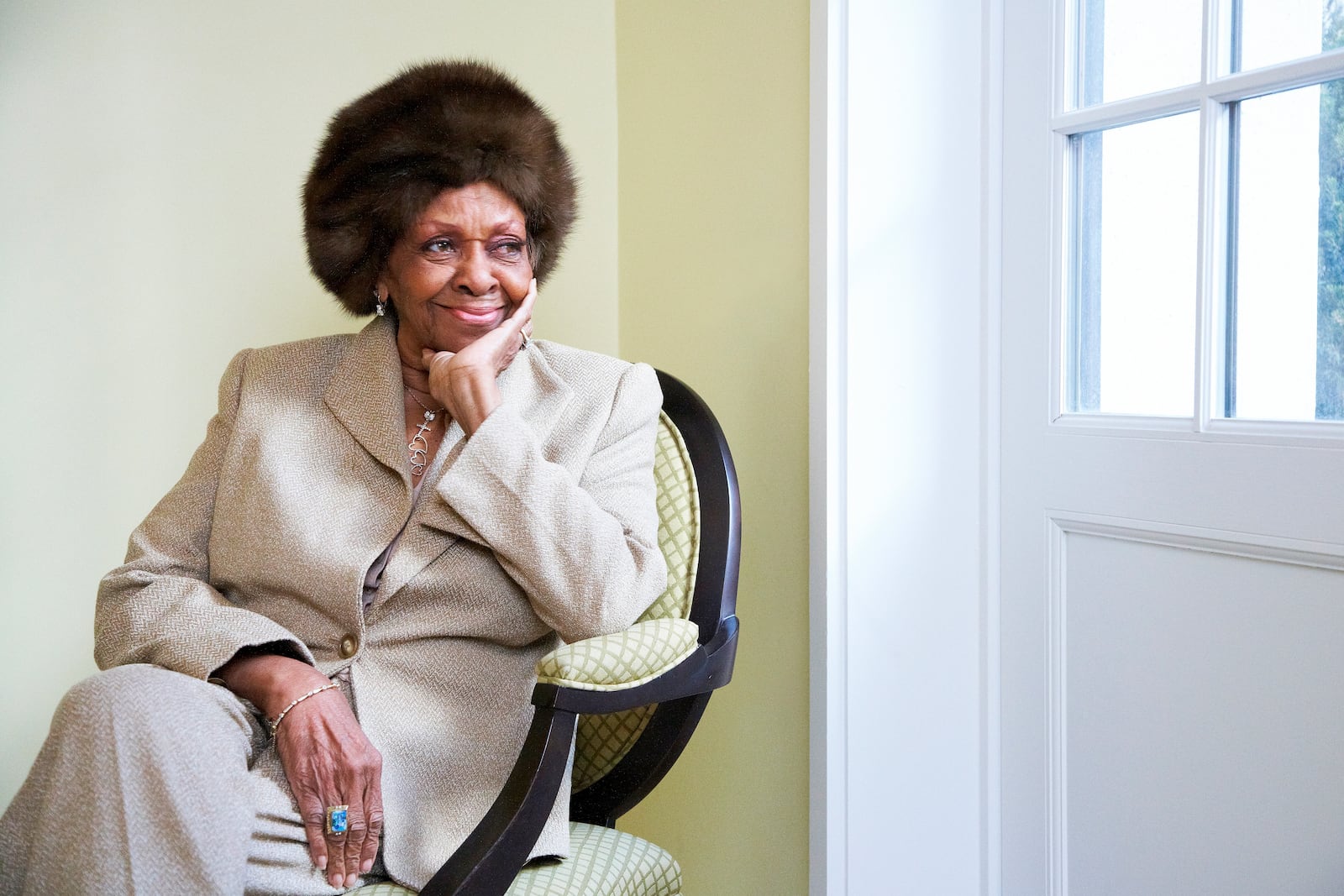 FILE - American gospel singer and author Cissy Houston poses for a portrait in New York on Jan. 22, 2013. Houston, the mother of Whitney Houston and a two-time Grammy winner who performed alongside superstar musicians like Elvis Presley and Aretha Franklin, died Monday, Oct. 7, 2024, in her New Jersey home. She was 91. (Photo by Dan Hallman/Invision/AP, File)