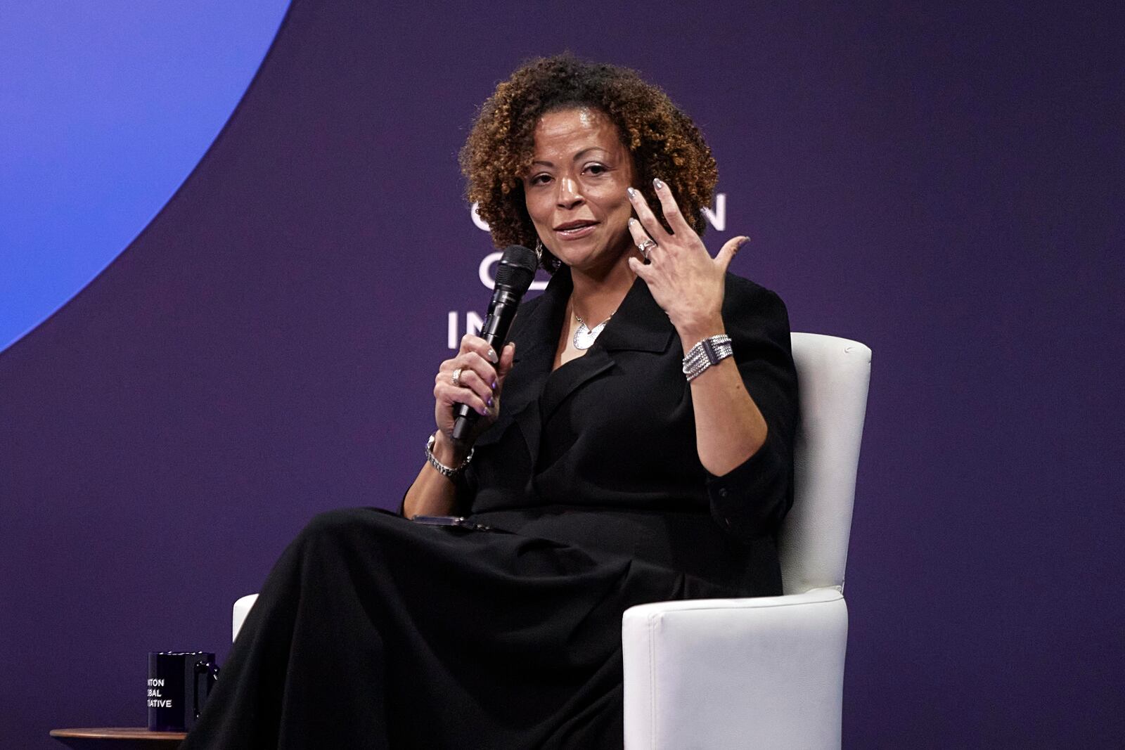 Nicole Taylor, President and CEO, of Silicon Valley Community Foundation, speaks during the Clinton Global Initiative, on Monday, Sept. 23, 2024, in New York. (AP Photo/Andres Kudacki)