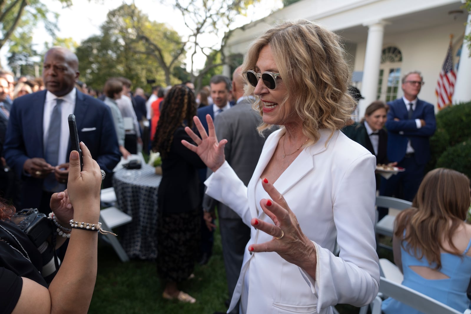 Actress Christine Lahti, attends an event hosted by first lady Jill Biden on the Rose Garden at the White House to mark the 25th anniversary of the television series, The West Wing, Friday, Sept. 20, 2024, in Washington. (AP Photo/Manuel Balce Ceneta)