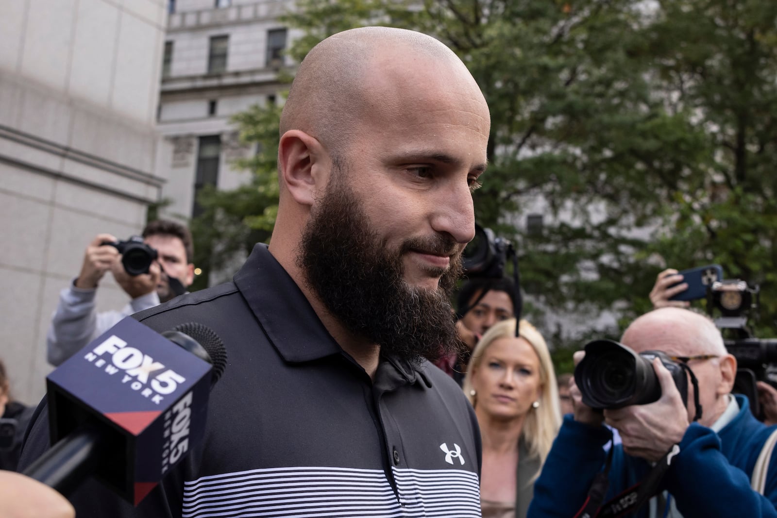 Mohamed Bahi, New York City Mayor's former liaison to the Muslim community exits Manhattan Federal Court, Tuesday, Oct. 8, 2024, in New York. (AP Photo/Yuki Iwamura)