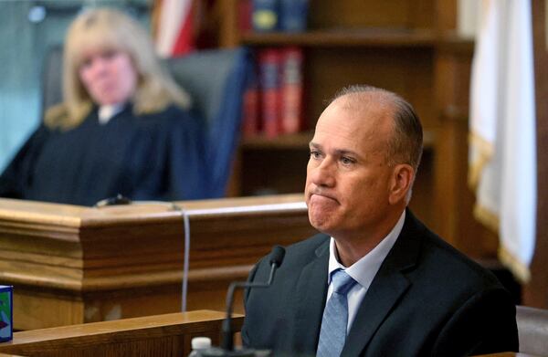 Retired Lt. Paul Gallagher, of the Canton Police Department, takes the stand during the Karen Read trial at Norfolk Superior Court, Tuesday, May 6, 2025, in Dedham, Mass. (Matt Stone/The Boston Herald via AP, Pool)
