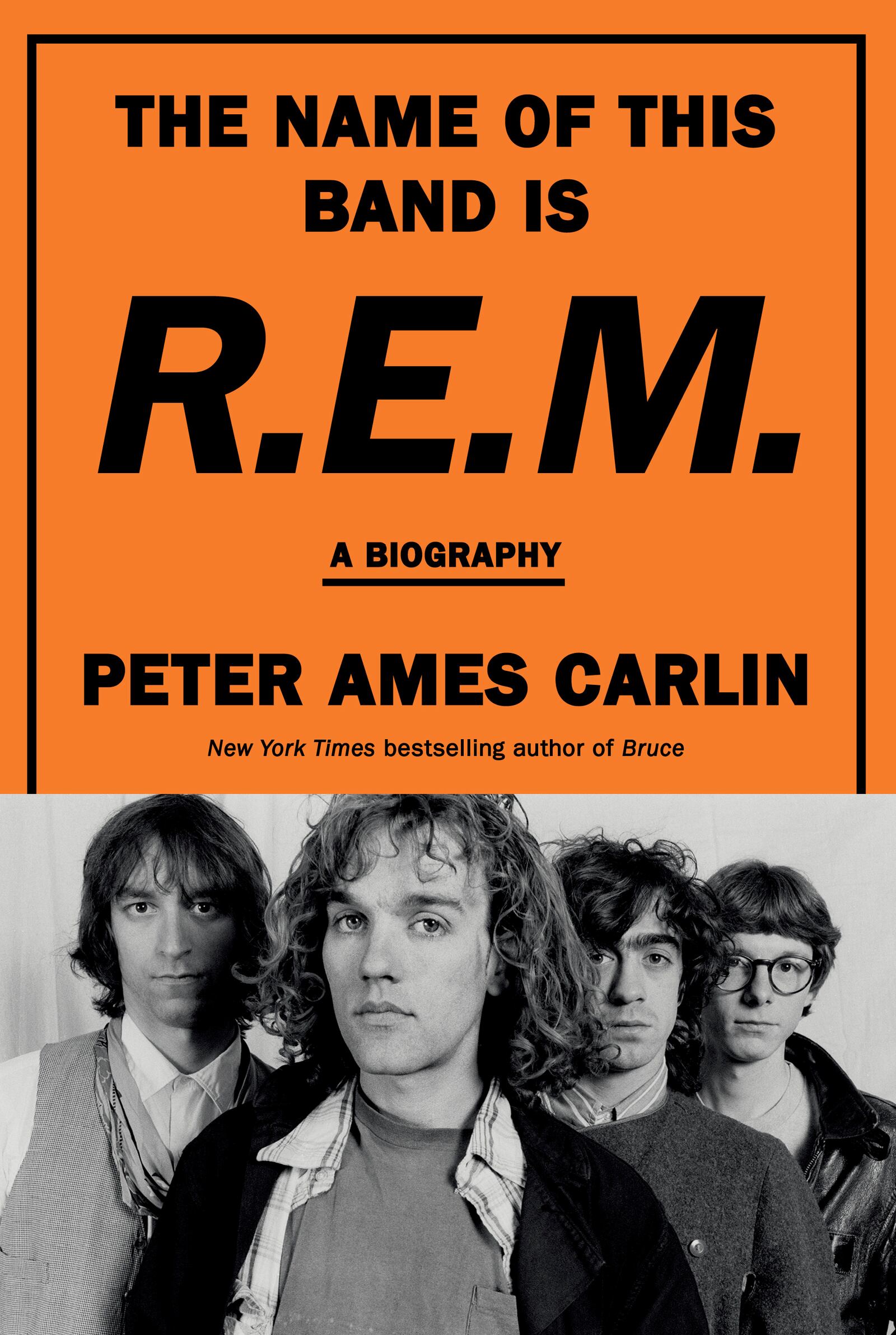 This image released by Doubleday shows "The Name of This Band is R.E.M." by Peter Ames Carlin. (Doubleday via AP)