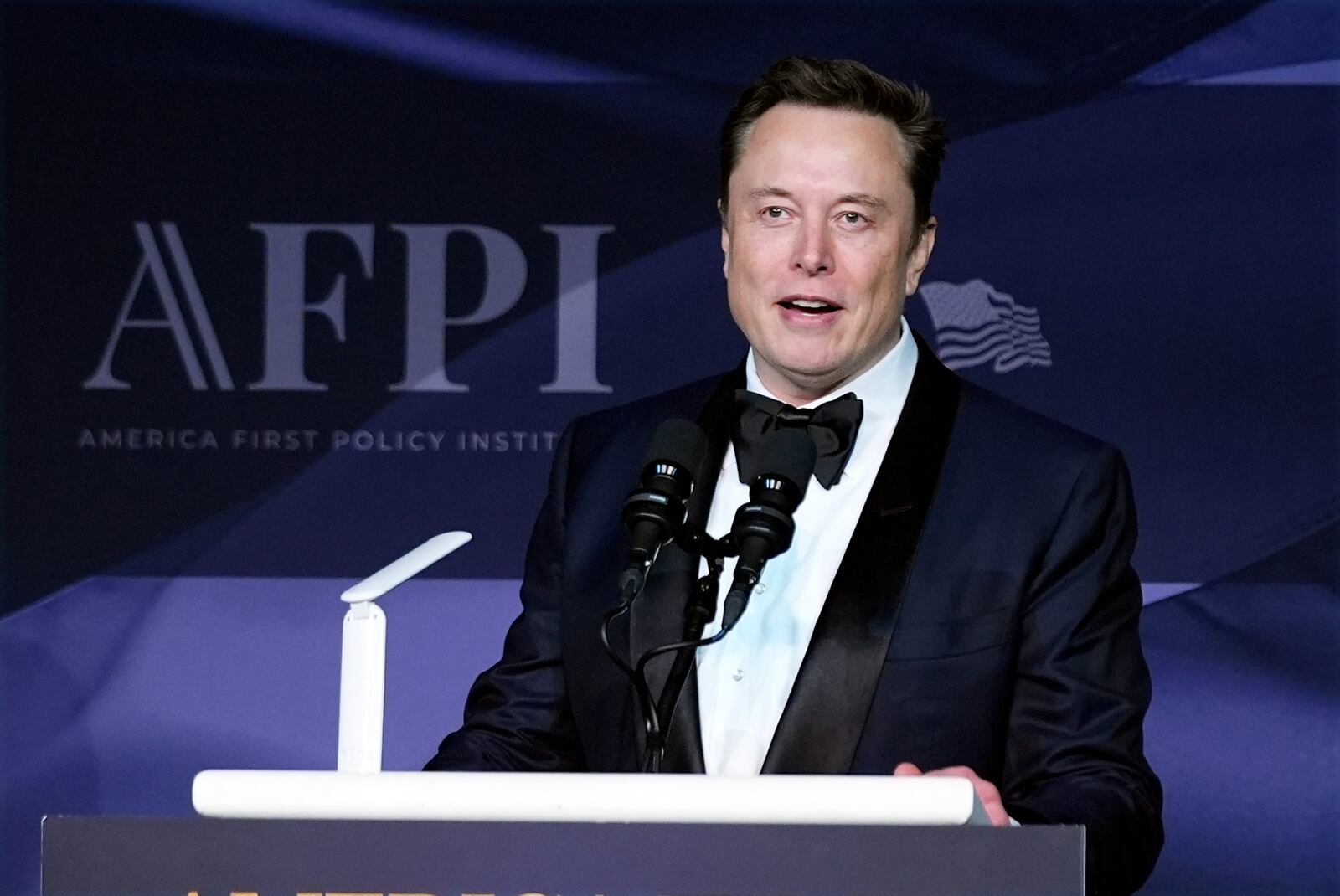 Elon Musk speaks after President-elect Donald Trump spoke during an America First Policy Institute gala at his Mar-a-Lago estate, Thursday, Nov. 14, 2024, in Palm Beach, Fla. (AP Photo/Alex Brandon)