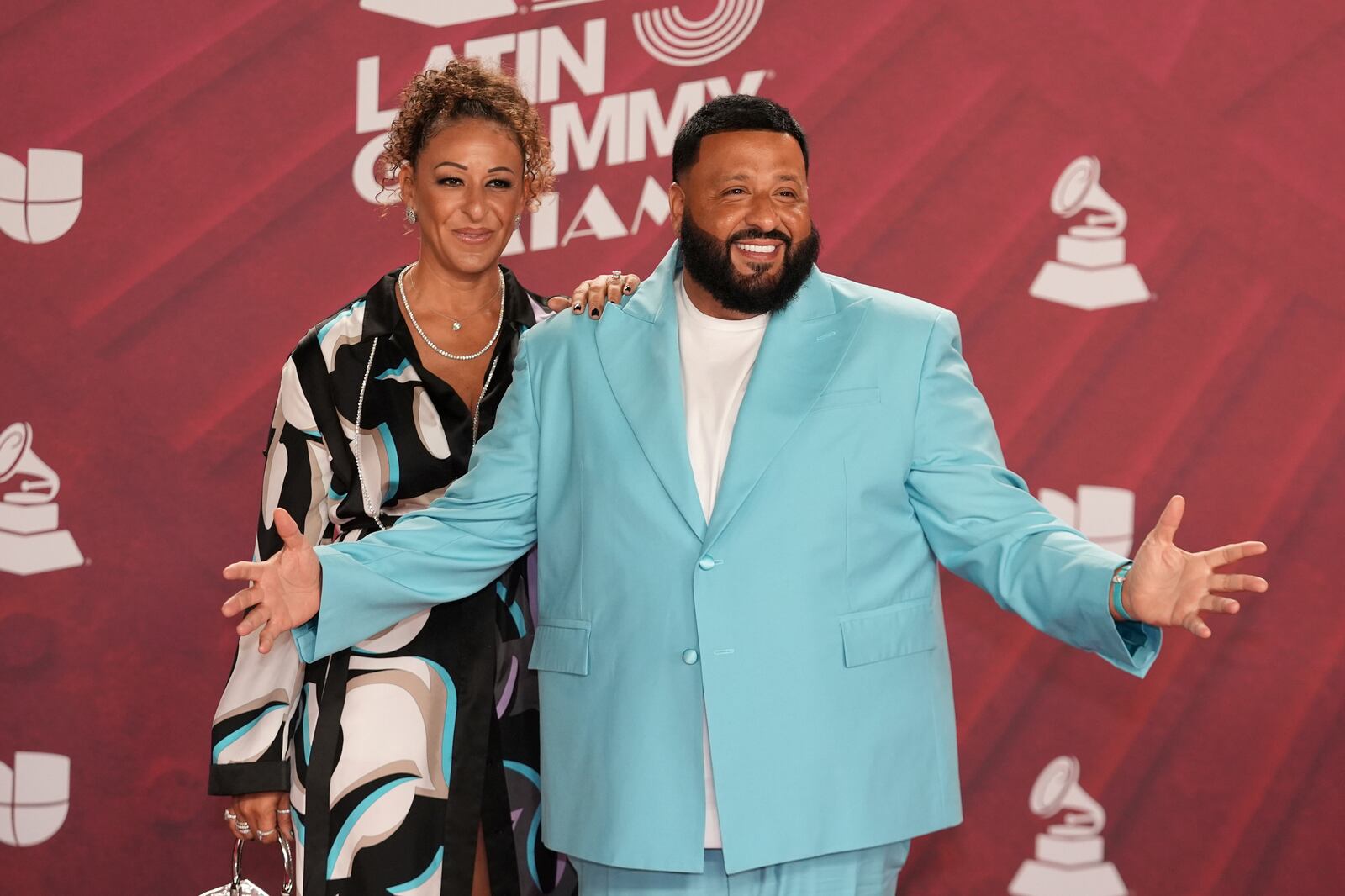 DJ Khaled and Nicole Tuck arrive at the 25th Latin Grammy Awards ceremony, Thursday, Nov. 14, 2024, in Miami. (AP Photo/Rebecca Blackwell)