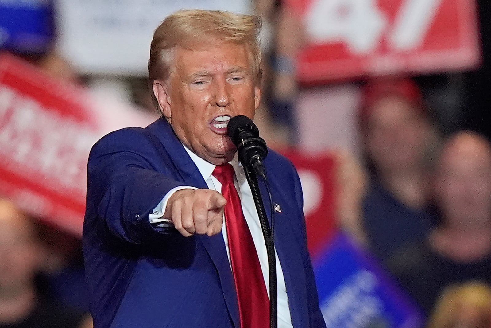 Republican presidential nominee former President Donald Trump, speaks during a campaign event, Wednesday, Sept. 18, 2024, in Uniondale, N.Y. (AP Photo/Frank Franklin II)