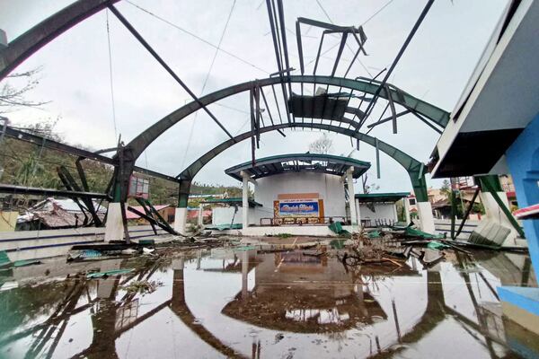 This photo provided by the MDRRMO Viga Catanduanes, shows damaged structure caused by Typhoon Man-yi in Viga, Catanduanes province, northeastern Philippines Sunday, Nov. 17, 2024. (MDRRMO Viga Catanduanes via AP)