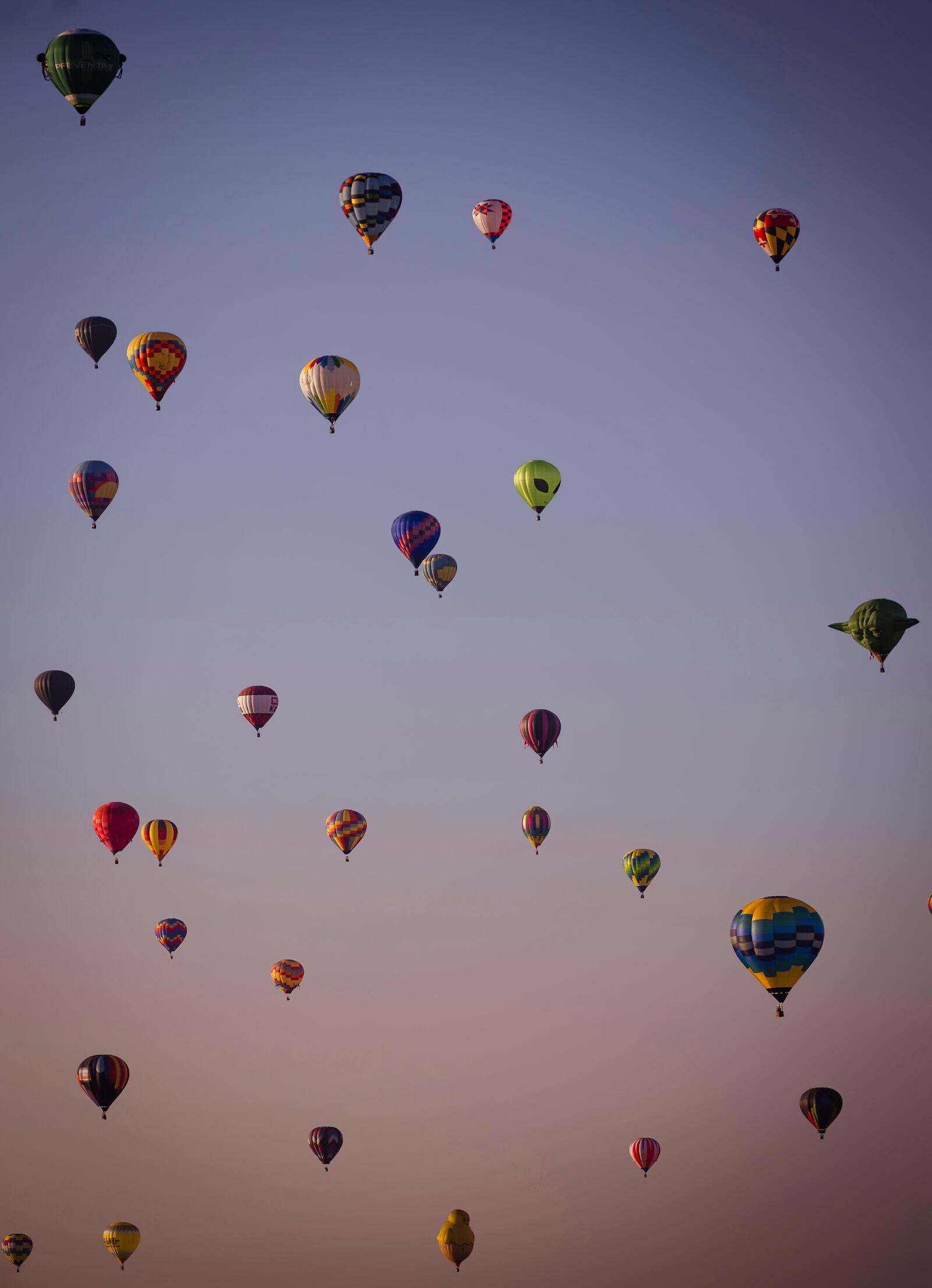 Balloons in flight during the Albuquerque International Balloon Fiesta at Balloon Fiesta Park in Albuquerque, N.M., on Tuesday, Oct. 8, 2024. (Chancey Bush/The Albuquerque Journal via AP)