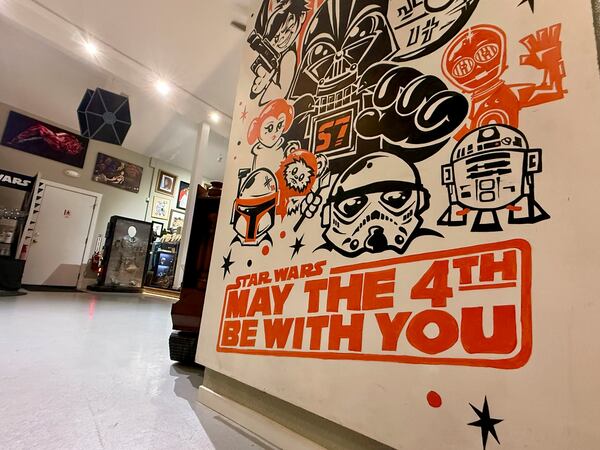 A collection of “Star Wars” memorabilia is displayed at Rancho Obi-Wan, a nonprofit museum in Petaluma, Calif., on Thursday, May 1, 2025. (AP Photo/Haven Daley)