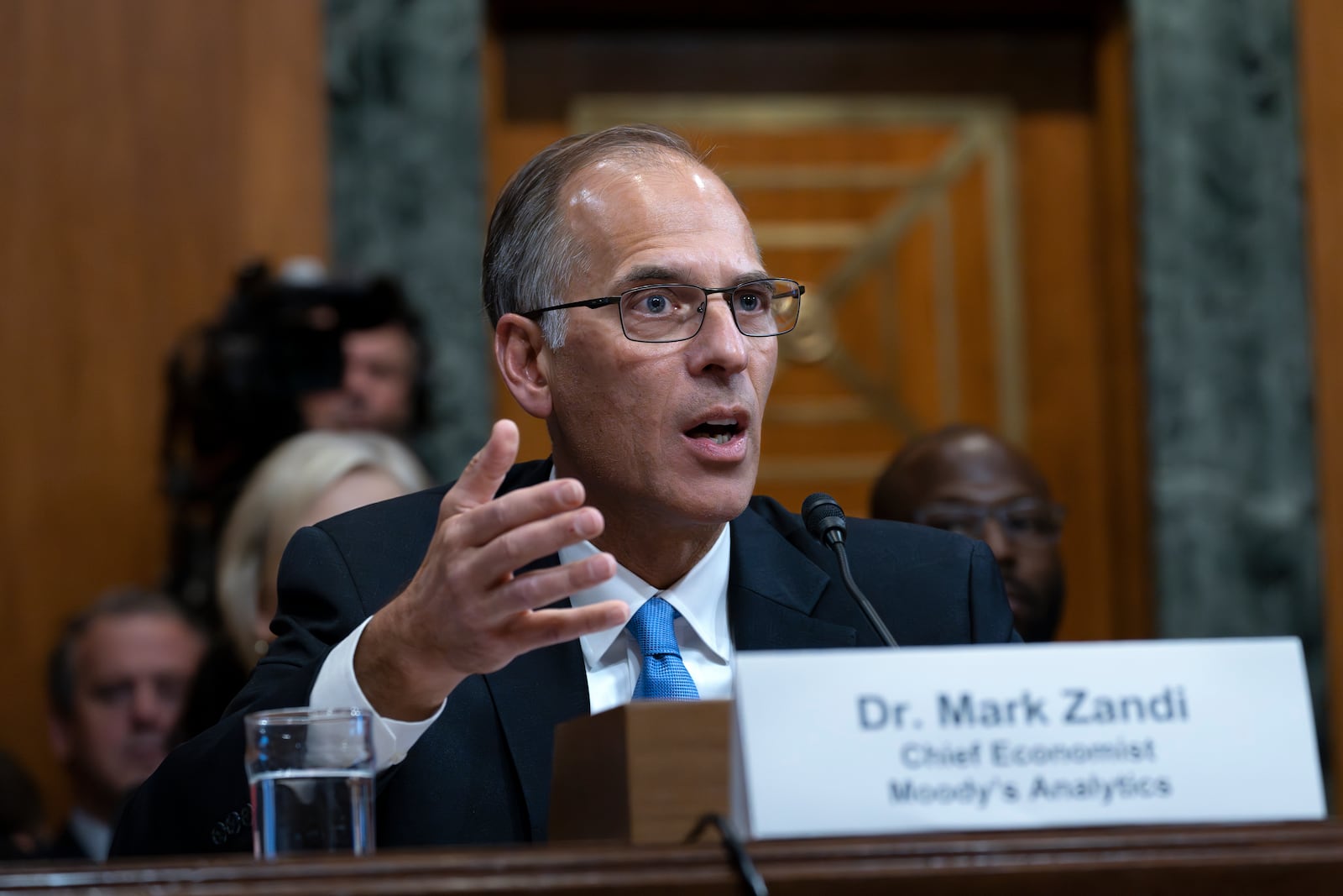 FILE Mark Zandi, chief economist of Moody's Analytics, testifies before the Senate Budget Committee at the Capitol in Washington, on May 4, 2023. (AP Photo/J. Scott Applewhite)