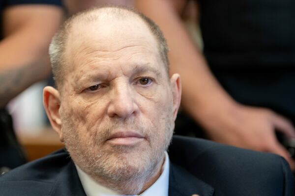 Harvey Weinstein appears in state court in Manhattan as jury selection continues in his retrial on Tuesday, April 29, 2025 in New York. (David Dee Delgado/Pool Photo via AP)