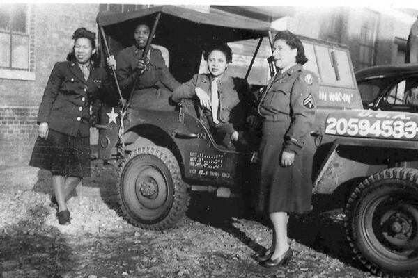 FILE - In this image provided by the National Archives, members of the 6888th Central Postal Directory Battalion, an all-female, all-Black unit formed during World War II, are shown in an undated Department of Defense photo. (National Archives via AP, File)