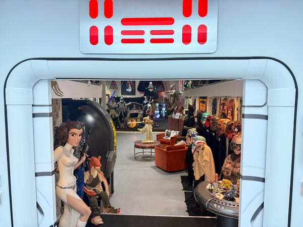 A collection of “Star Wars” memorabilia is displayed at Rancho Obi-Wan, a nonprofit museum in Petaluma, Calif., on Thursday, May 1, 2025. (AP Photo/Haven Daley)