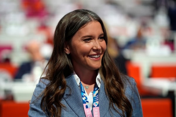 Salt Lake City Mayor Erin Mendenhall smiles as she attends the IOC session at the 2024 Summer Olympics, July 24, 2024, in Paris, France. (AP Photo/David Goldman)