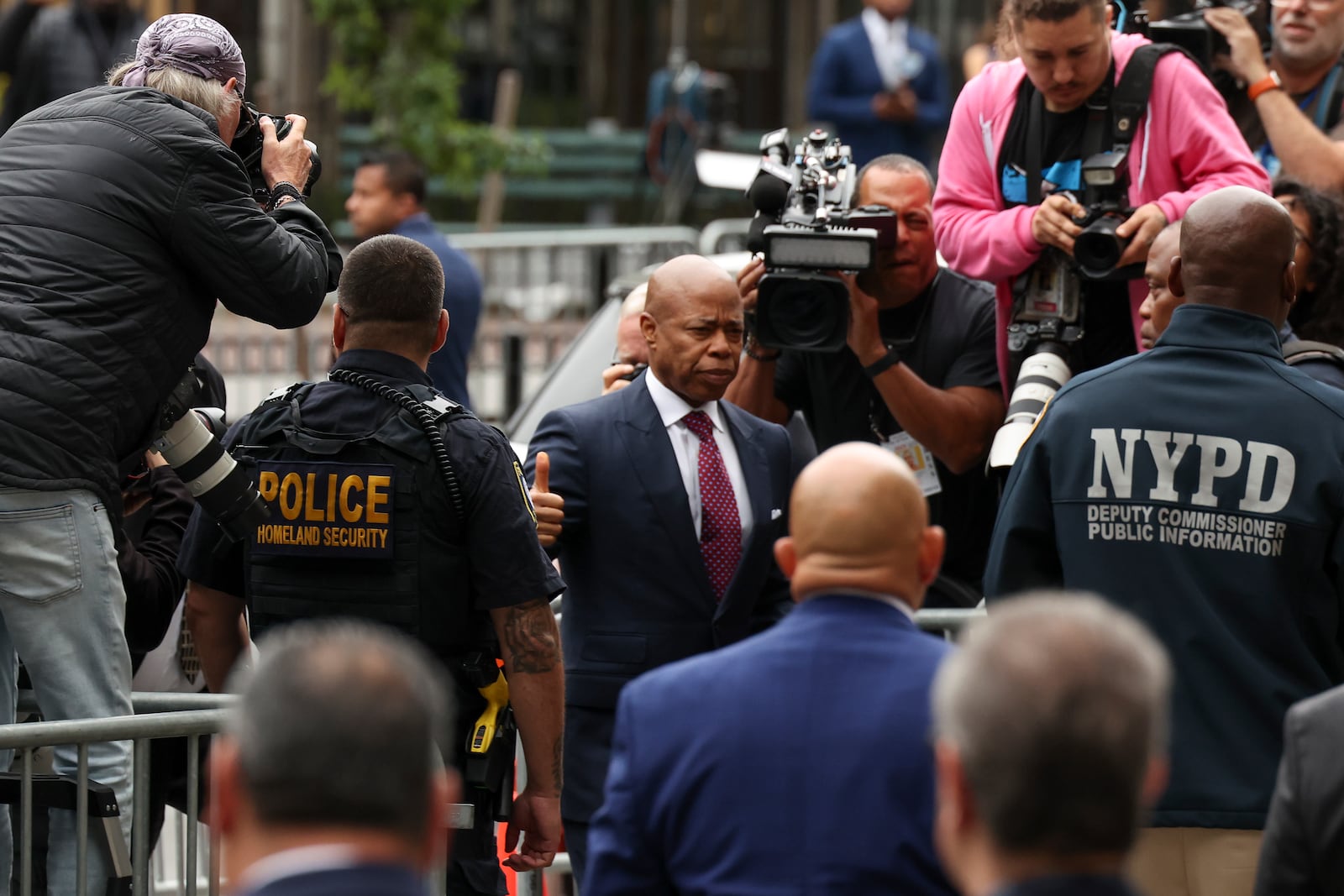 New York City mayor Eric Adams arrives at Manhattan federal court, Friday, Sept. 27, 2024, in New York. (AP Photo/Yuki Iwamura)