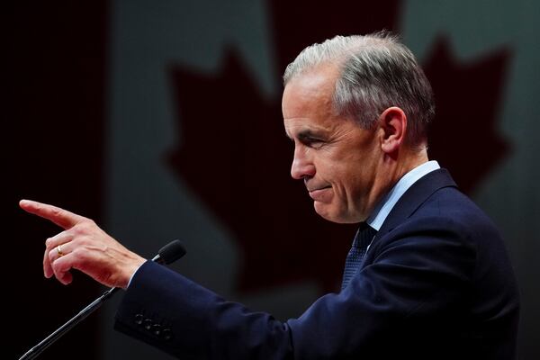 Canadian Prime Minister Mark Carney addresses supporters at Liberal campaign headquarters in Ottawa, Tuesday, April 29, 2025. (Sean Kilpatrick/The Canadian Press via AP)