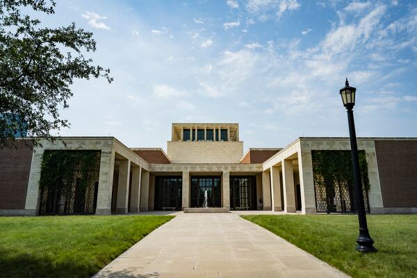 An outside view of the George W. Bush Presidential Museum on Thursday, May 15, 2025 where an exhibit featuring paintings by President George W. Bush is on display in Dallas. (AP Photo/Jessica Tobias)