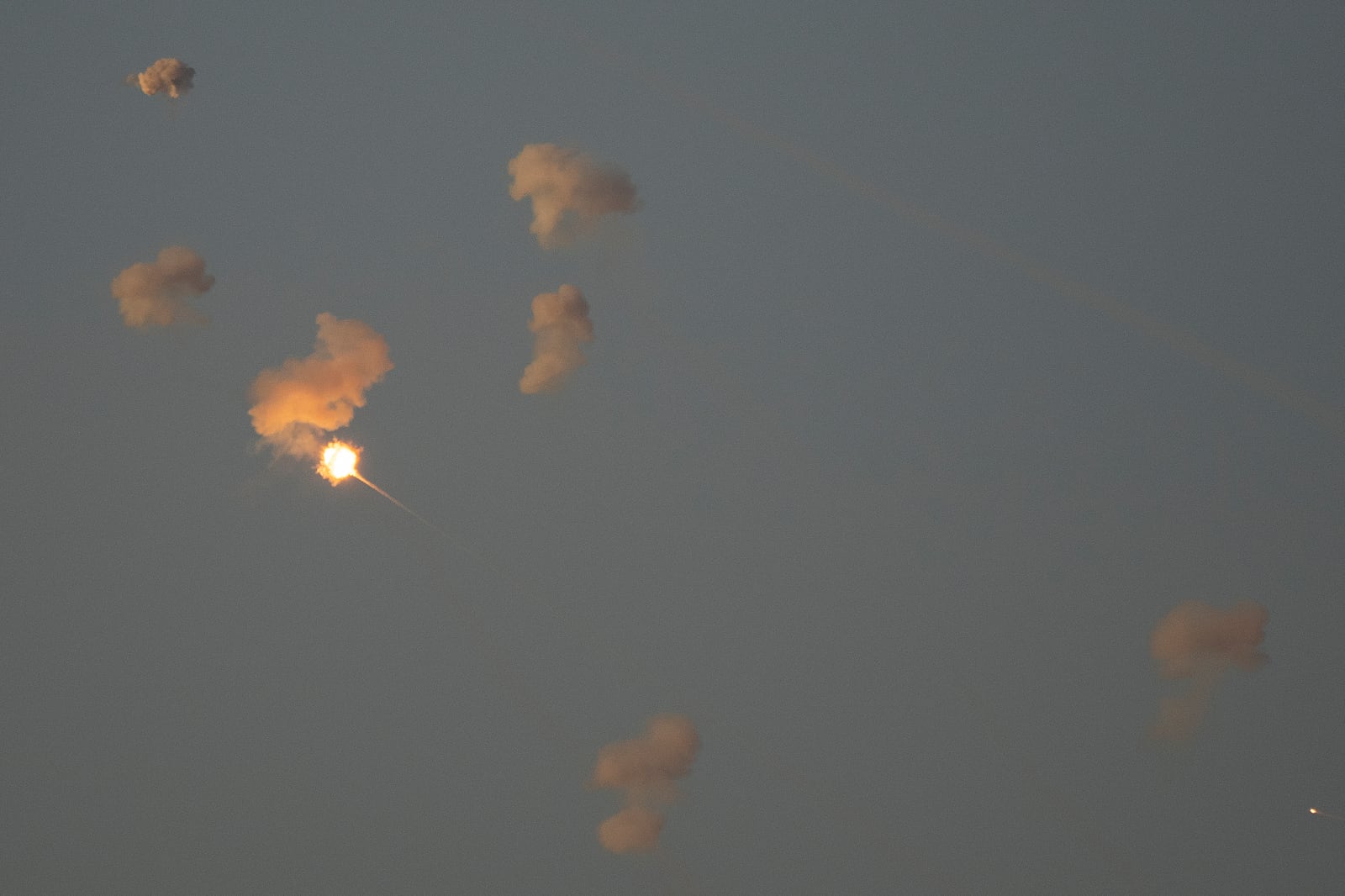 Israeli Iron Dome air defense system fires to intercept rockets that were launched from Lebanon, in northern Israel, Friday, Oct. 4, 2024. (AP Photo/Leo Correa)