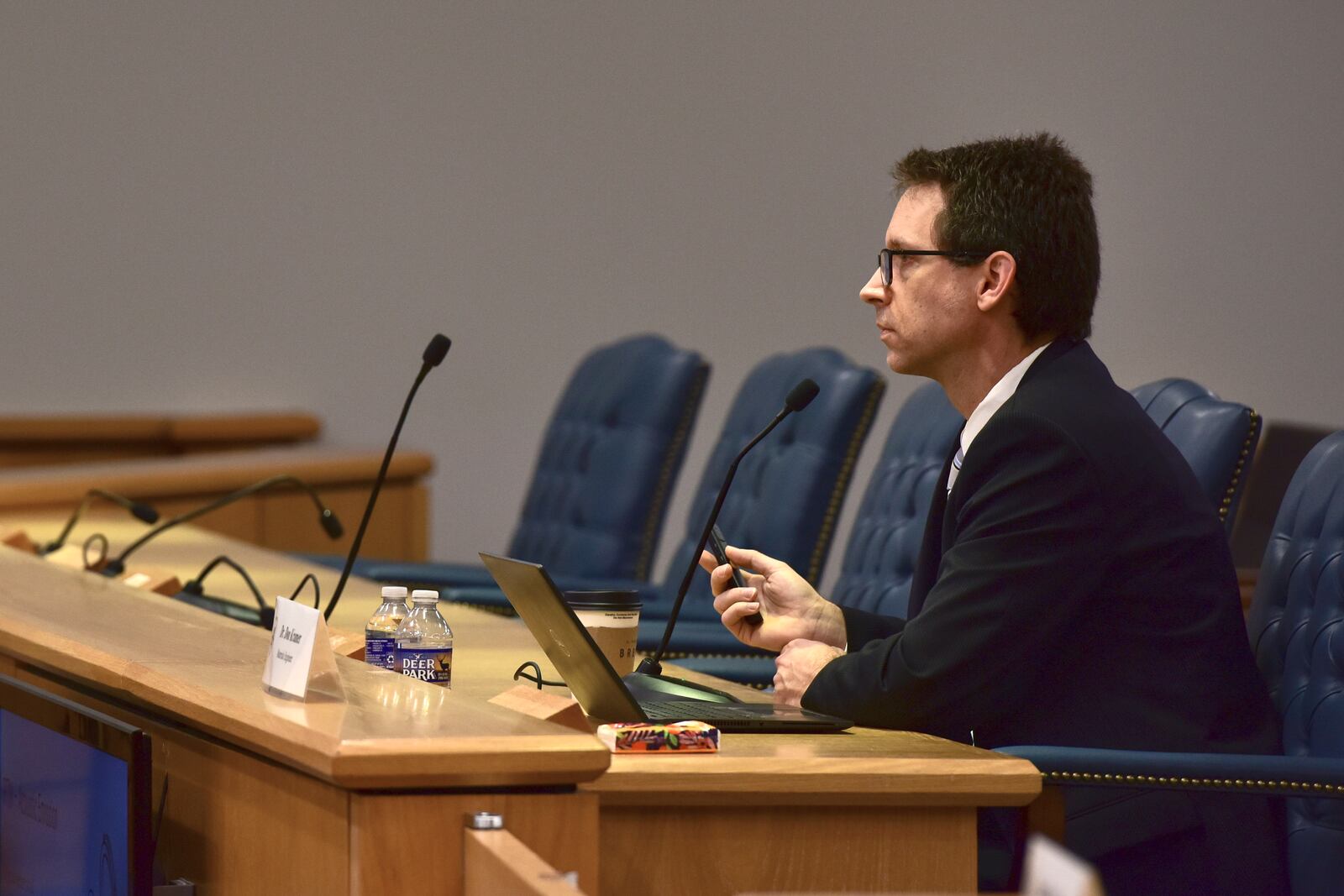 Don Kramer, National Transportation Safety Board engineer, testifies Wednesday, Sept. 25, 2024, at the U.S. Coast Guard Marine Board of Investigation hearing into the June 2023 loss of the Titan submersible, in North Charleston, S.C. (Petty Officer 2nd Class Kate Kilroy/U.S. Coast Guard via AP, Pool)