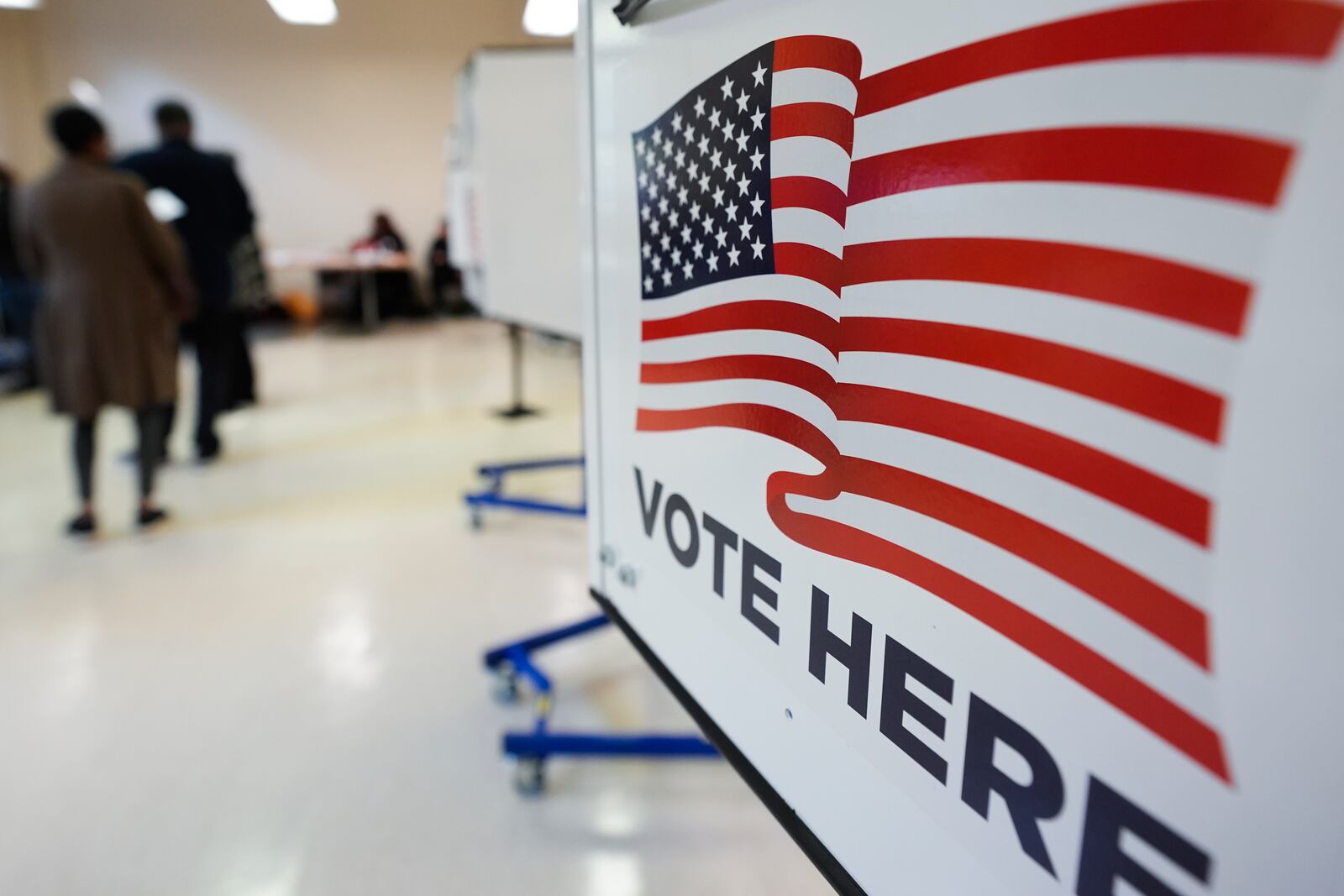 People wait in line to cast their ballots at the Oberia D. Dempsey Multi-Service Center on Election Day, Tuesday, Nov. 5, 2024, in New York. (AP Photo/Frank Franklin II)