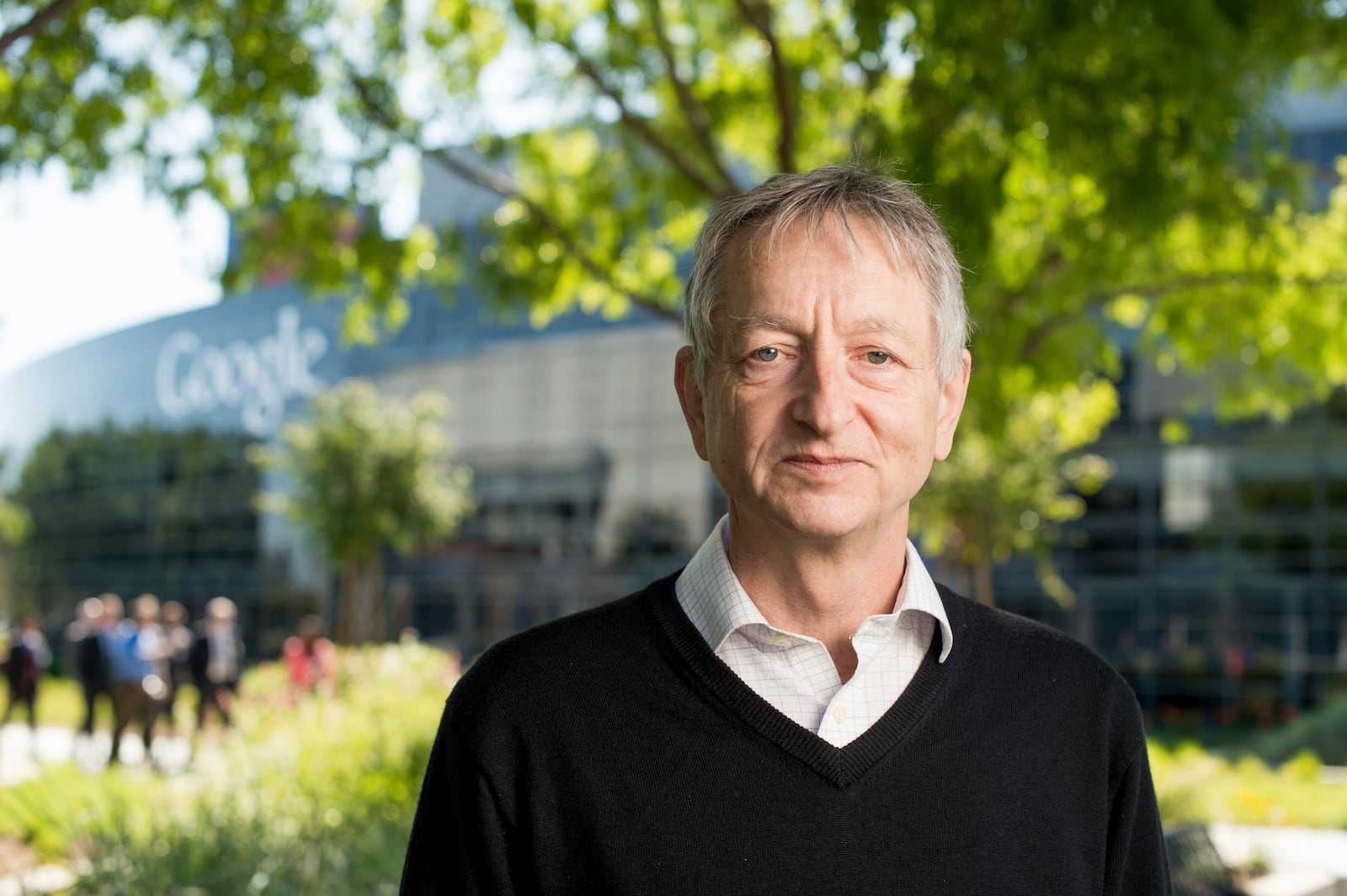 FILE - Computer scientist Geoffrey Hinton, who studies neural networks used in artificial intelligence applications, poses at Google's Mountain View, Calif, headquarters on Wednesday, March 25, 2015. (AP Photo/Noah Berger, File)