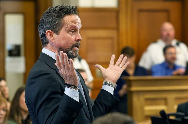 Defense attorney Alan Jackson questions witness Jennifer McCabe during cross examination in Karen Read's murder trial in Norfolk Superior Court in Dedham, Mass., Wednesday, April 30, 2025. (Greg Derr/The Patriot Ledger via AP, Pool)