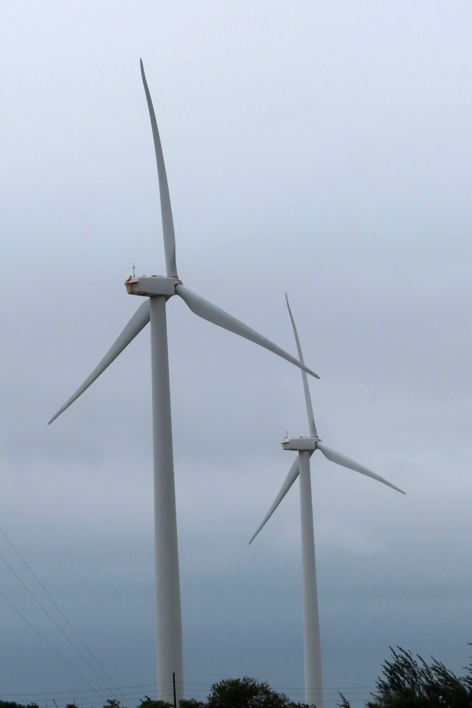 Land-based wind turbines spin in Atlantic City, N.J. on Sept. 18, 2024. (AP Photo/Wayne Parry)