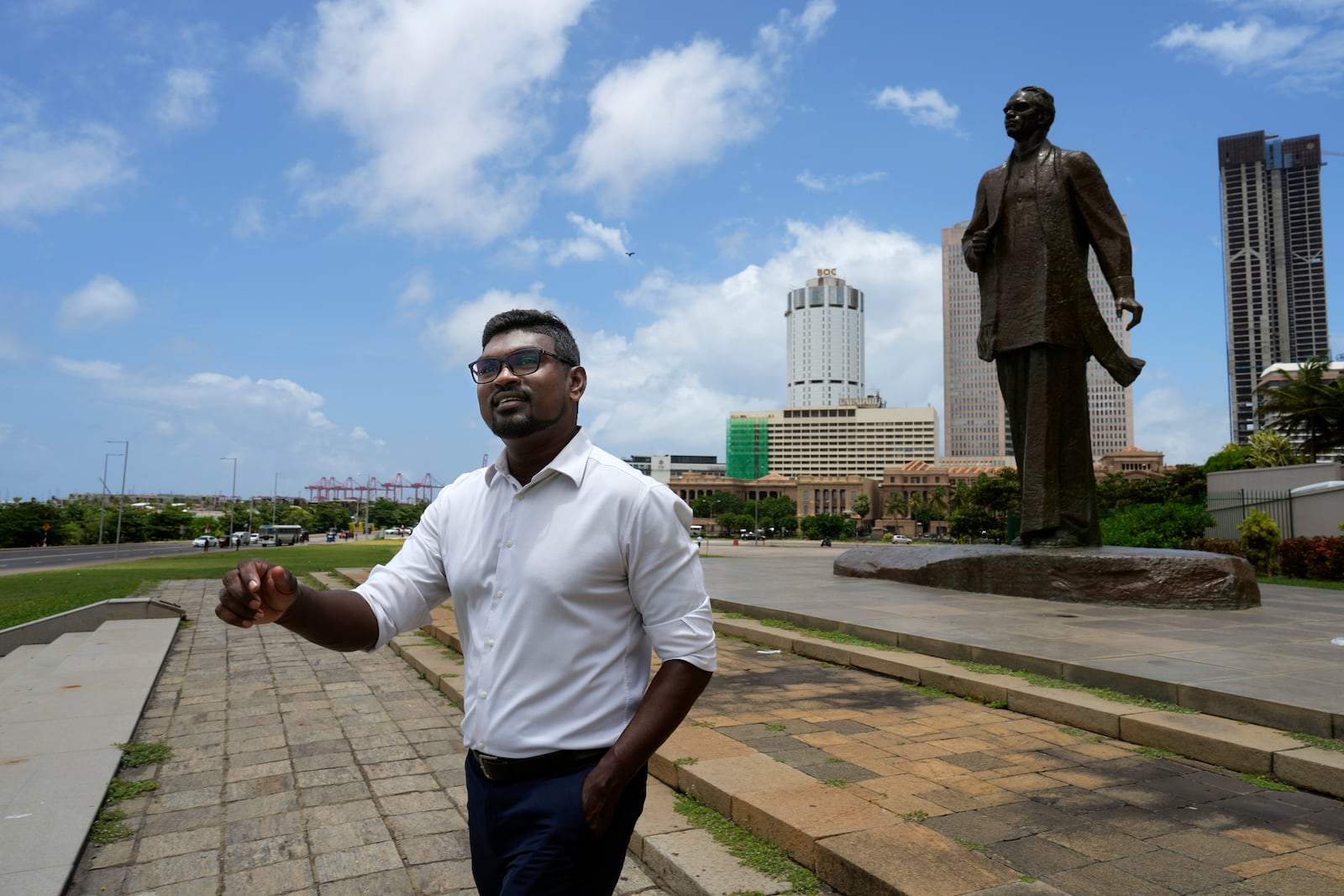 Pathum Kerner, a 42-year-old physician who was among the first Sri Lankans to join the public uprising that ended President Gotabaya Rajapaksa's regime and a key figure in starting the "Go home, Gota" walks at a 2022 protest side, in Colombo, Sri Lanka, Monday, Sept. 16, 2024. (AP Photo/Rajesh Kumar Singh)