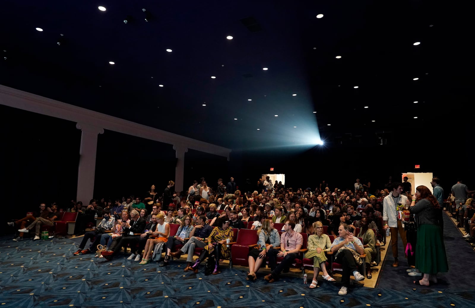 The audience awaits the premiere screening of the film "Biosphere," Tuesday, June 27, 2023, at the Eagle Theatre at Vidiots Foundation in Los Angeles. (AP Photo/Chris Pizzello)