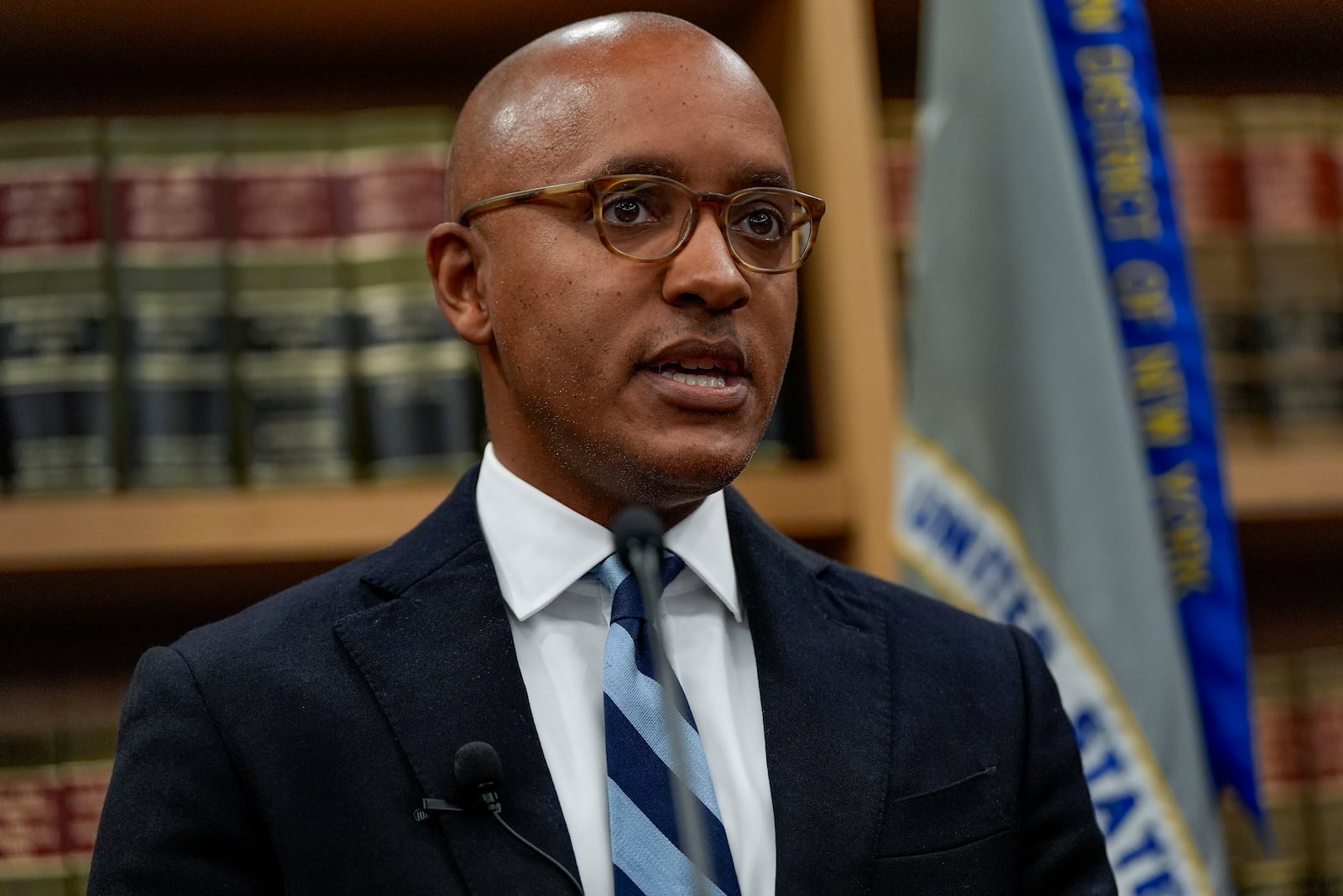 U.S. Attorney Damian Williams, speaks at a news conference detailing an indictment against New York City Mayor Eric Adams, Thursday, Sept. 26, 2024, in New York. (AP Photo/Julia Demaree Nikhinson)